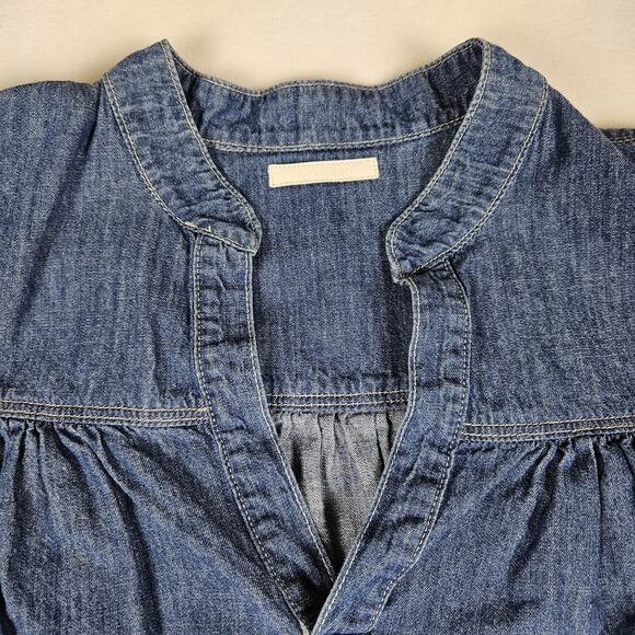 Mother Denim Gatherer Popover Mini Dress Chambray Simple Thing Cottage Womens M - Picture 8 of 16